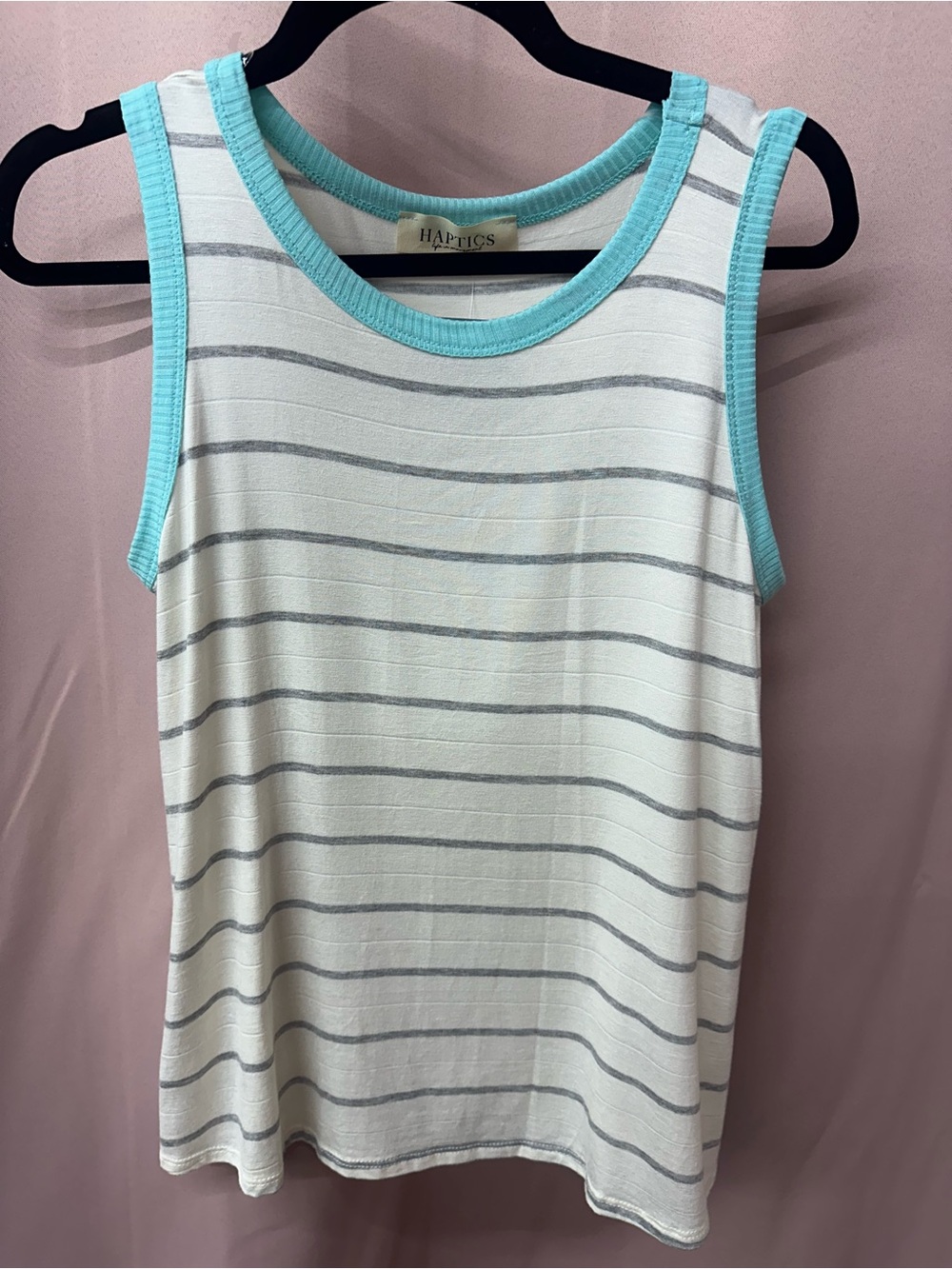 Women's White & Light Blue Striped Tank Top